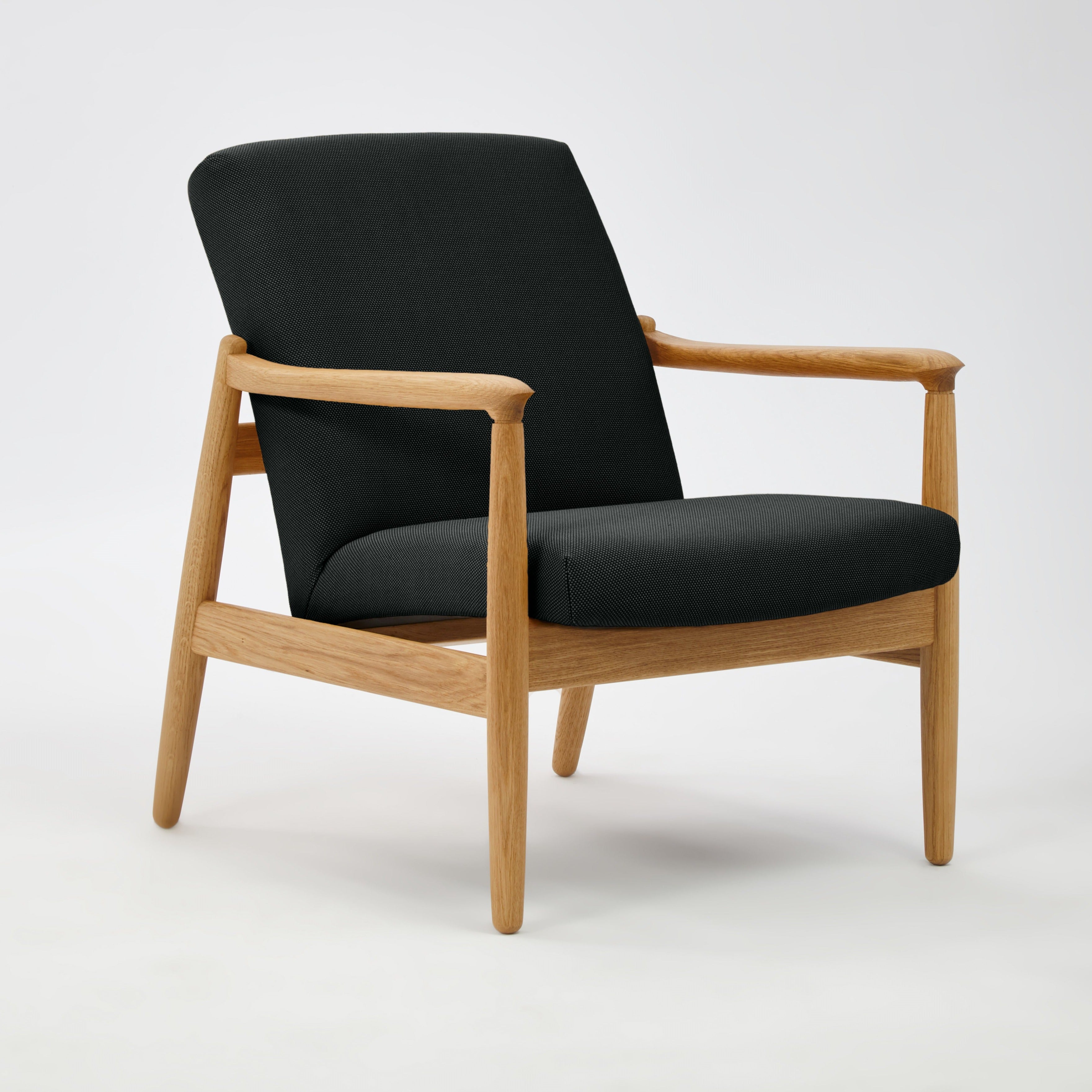 H 64 Lowback Chair white finish oak frame upholstery colour  ebony black