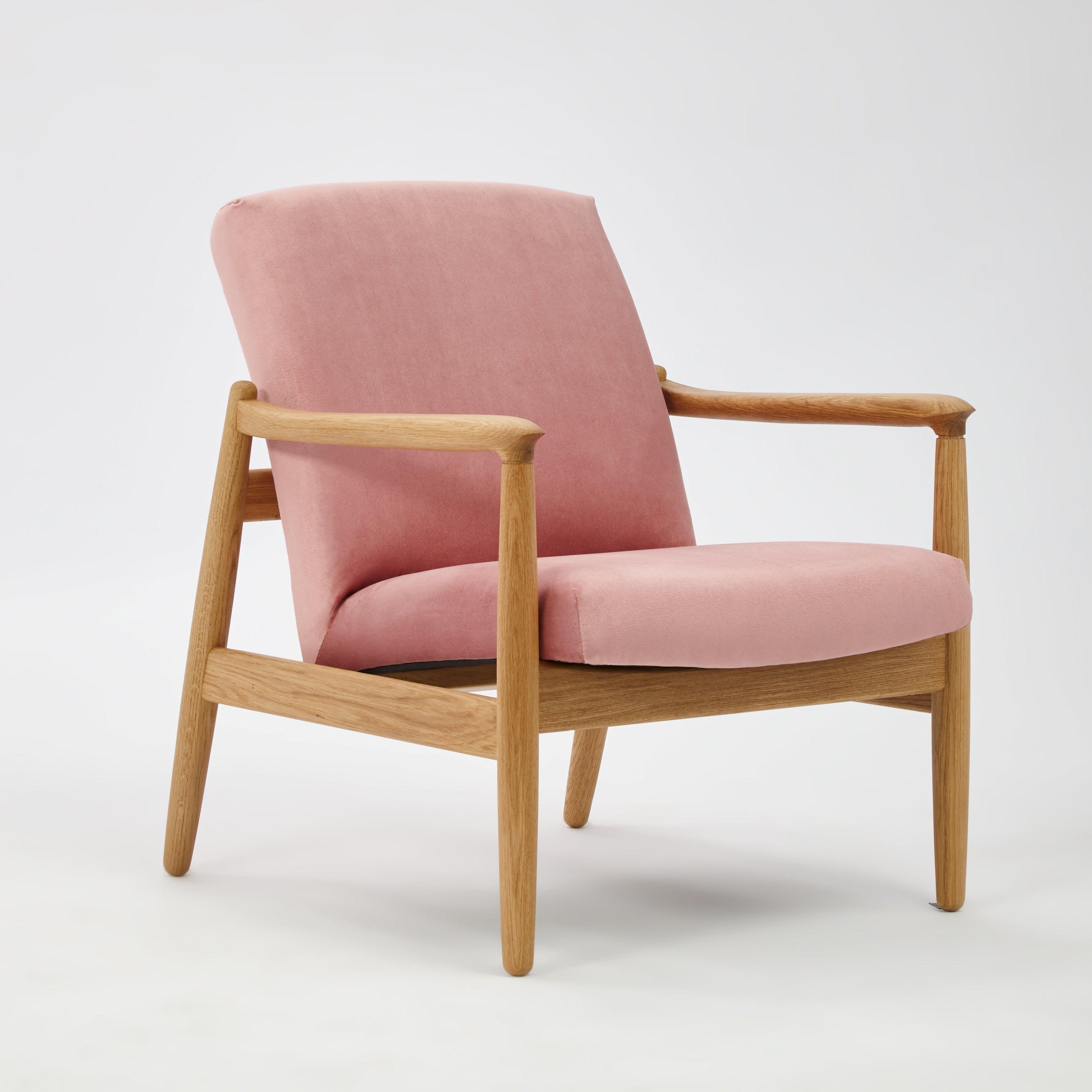 H 64 Lowback Chair white finish oak frame upholstery colour  pink