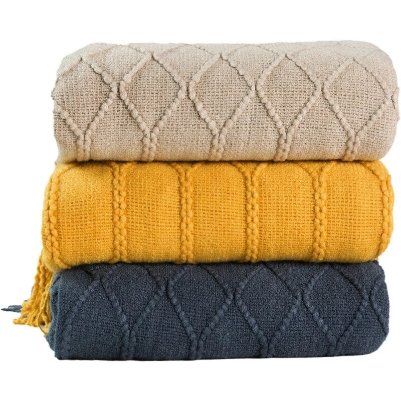 Soft Weighted Blanket For Bed white, yellow and blue