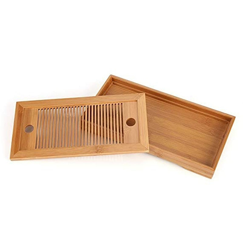 Natural Bamboo Tea Tray L size top view