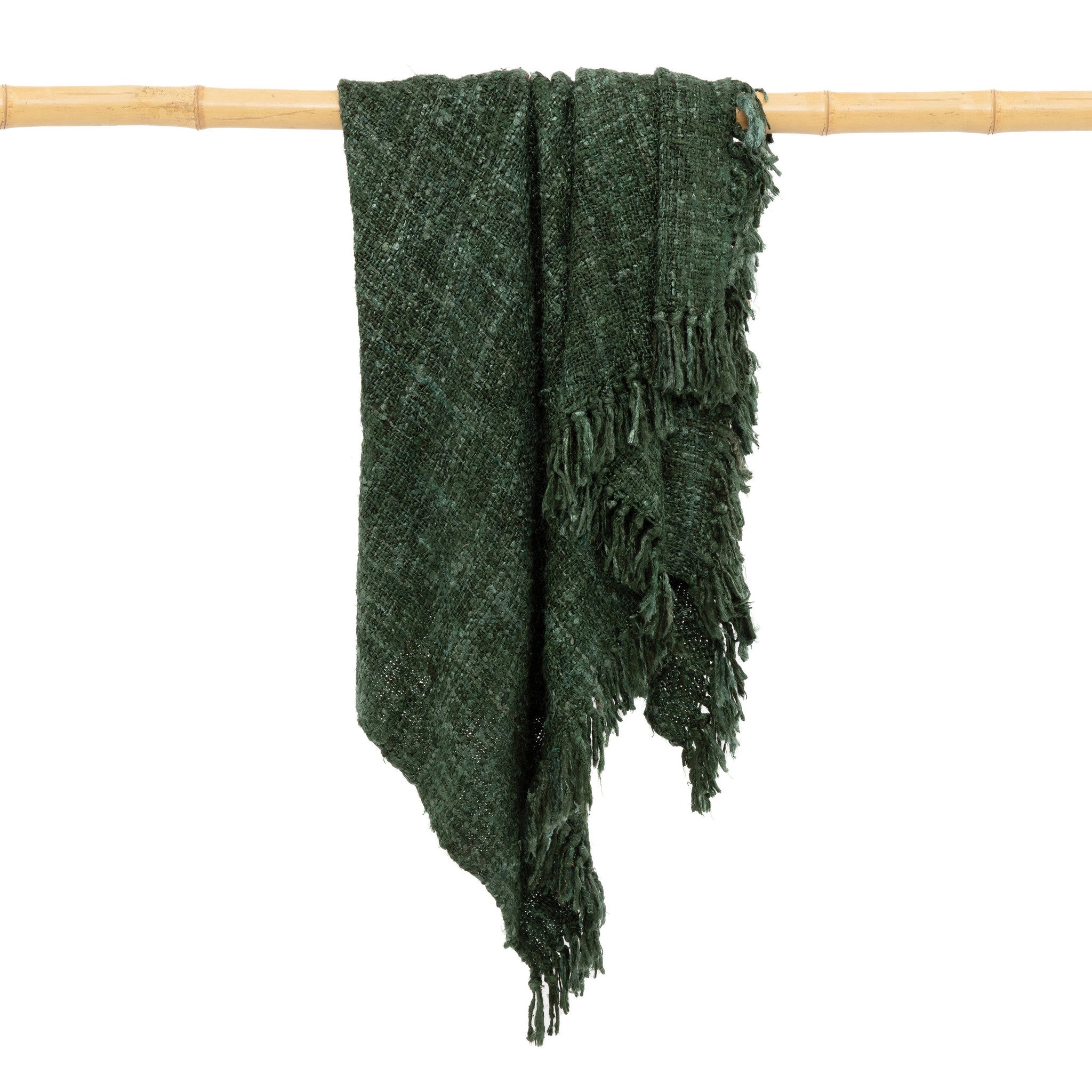 THE S'IL VOUS Plaid Forest Green on bamboo stick
