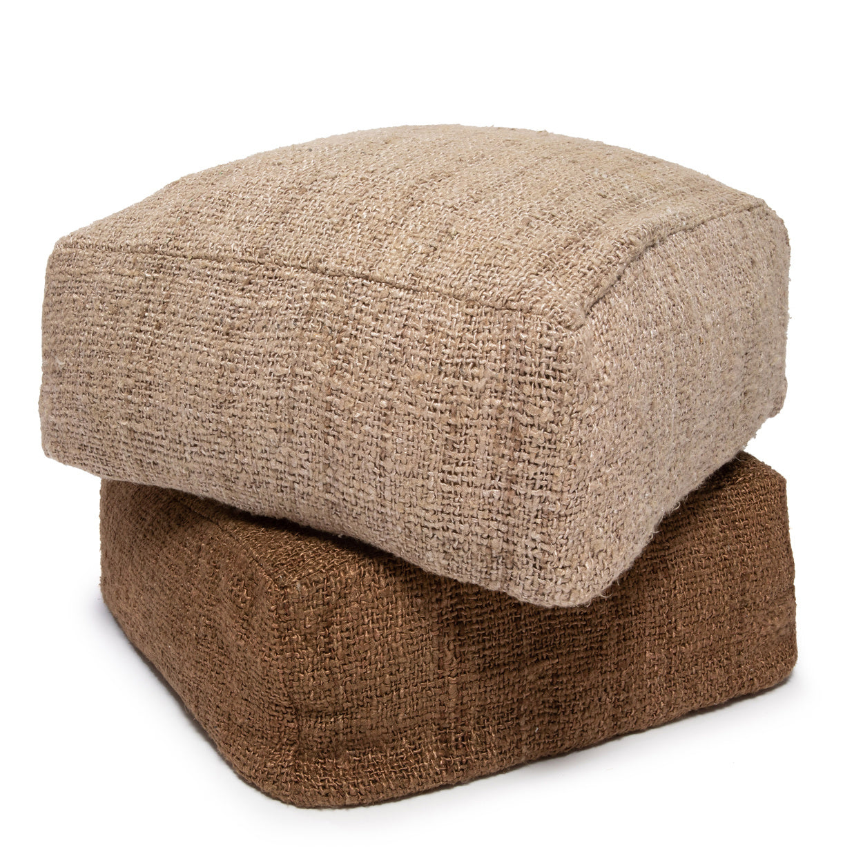 THE OH MY GEE Pouffe beige and brown front view