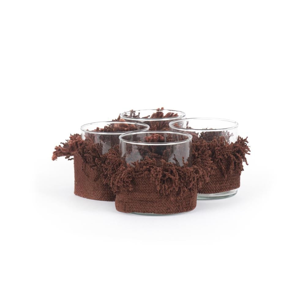 THE OH MY GEE Candle Holder Set of 4 brown set medium size