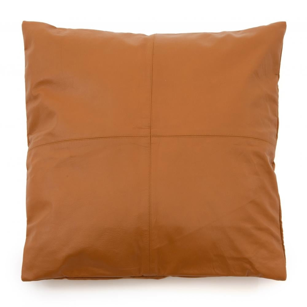 THE FOUR PANEL Leather Cushion Cover Camel 60x60 cm
