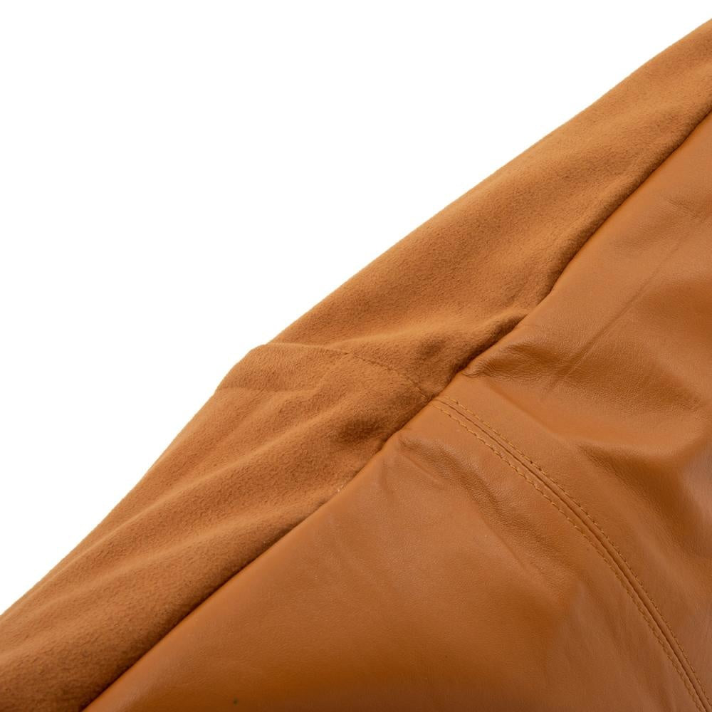 THE FOUR PANEL Leather Cushion Cover Camel macro side view