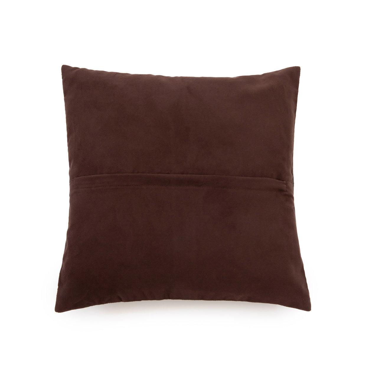 THE FOUR PANEL Leather Cushion Cover Chocolate 40x40 cm back side view