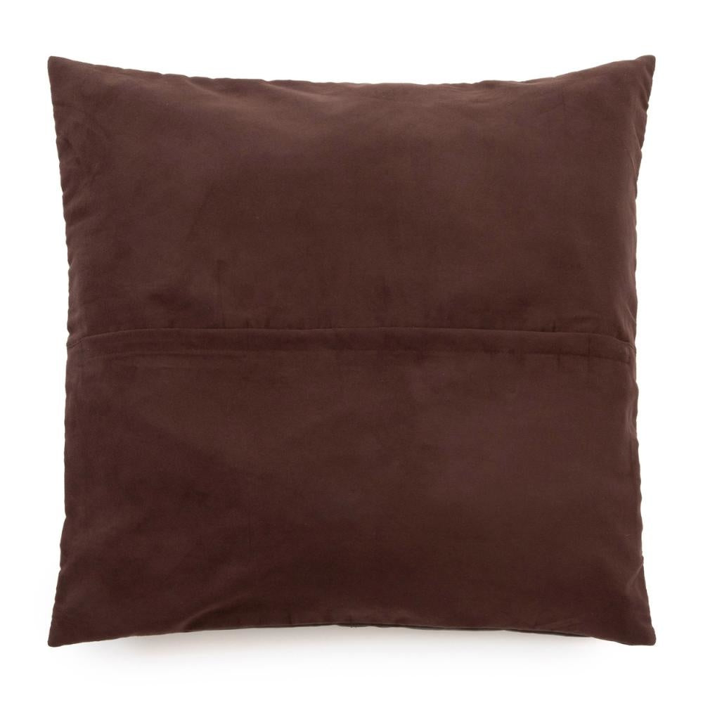THE FOUR PANEL Leather Cushion Cover Chocolate 60x60 cm back side view