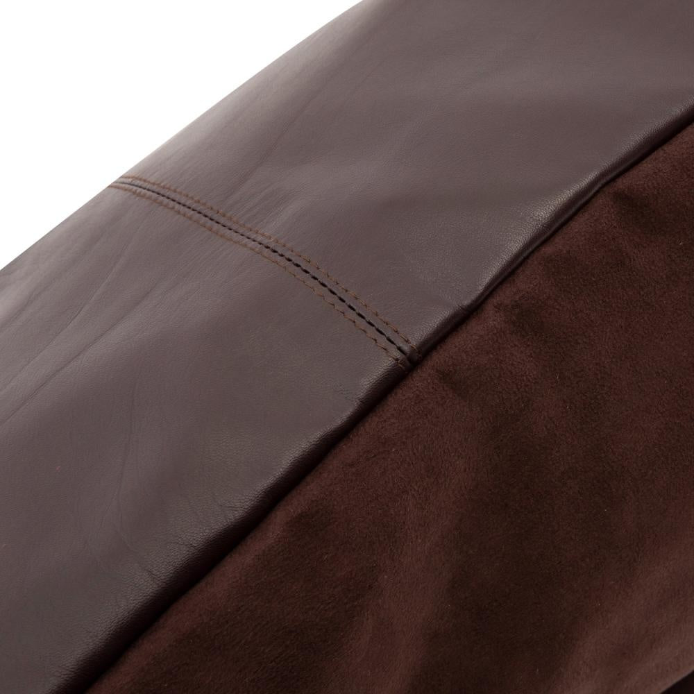 THE FOUR PANEL Leather Cushion Cover Chocolate macro view