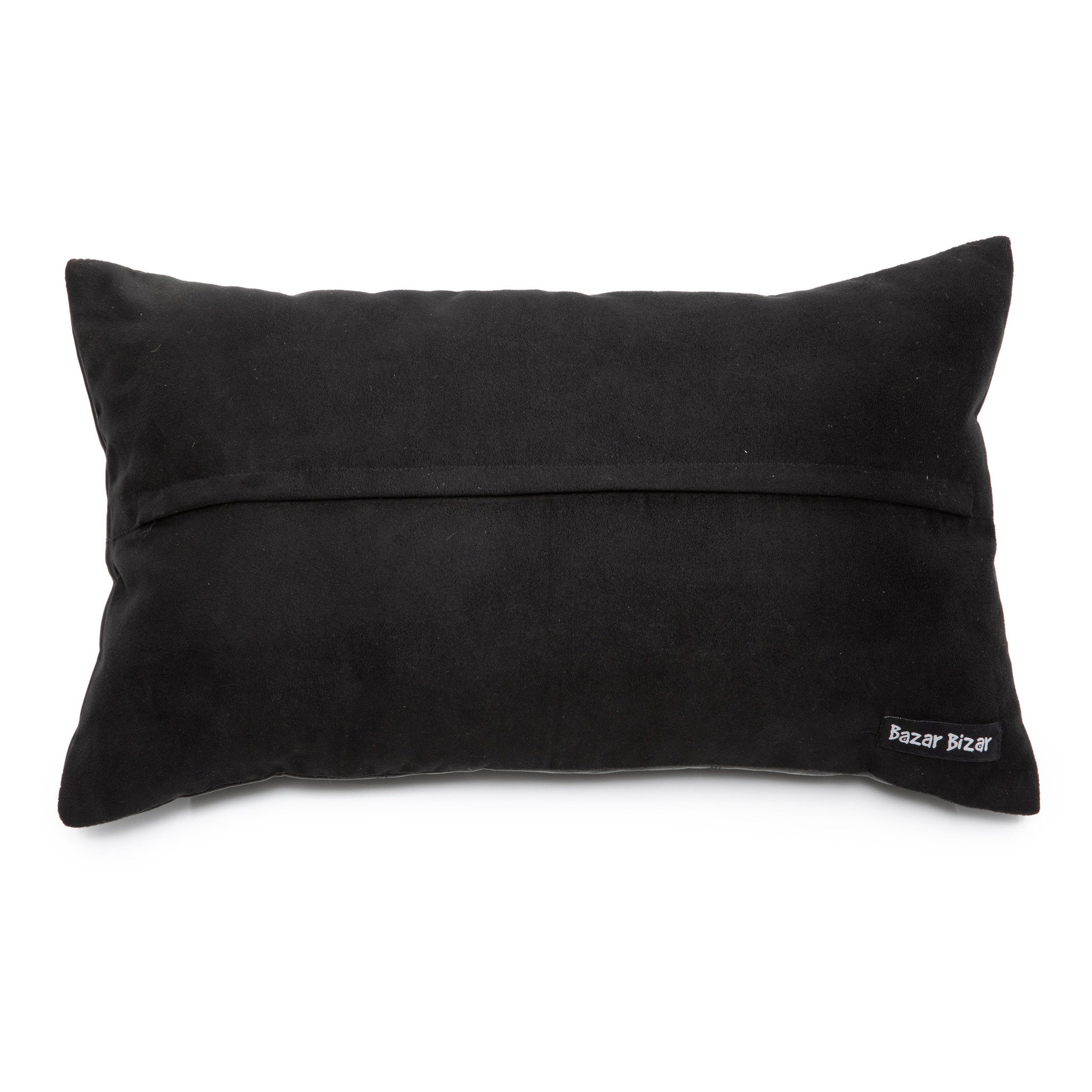 THE SIX PANEL Leather Cushion Cover Black 30x50 back side view