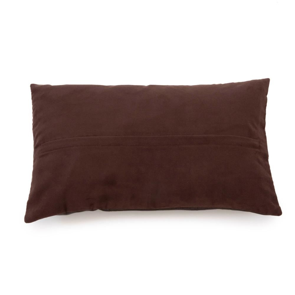 THE SIX PANEL Leather Cushion Cover Chocolate 30x50 backside view