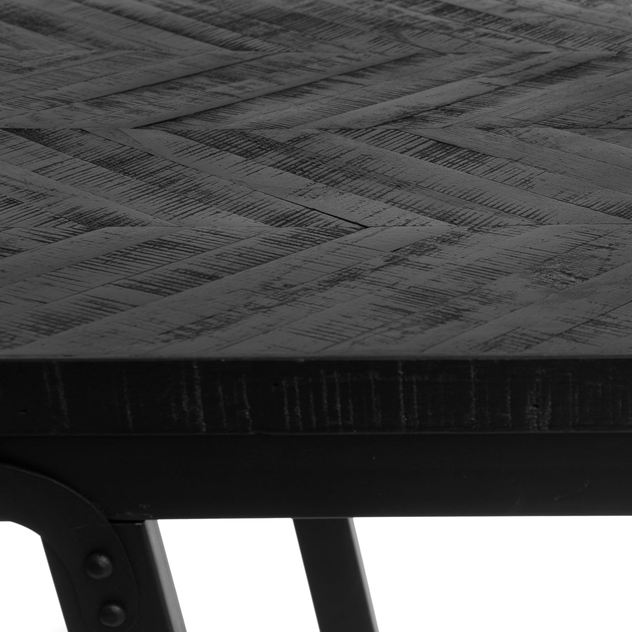 THE HERRINGBONE High Table - Black - 140 cm top macro view