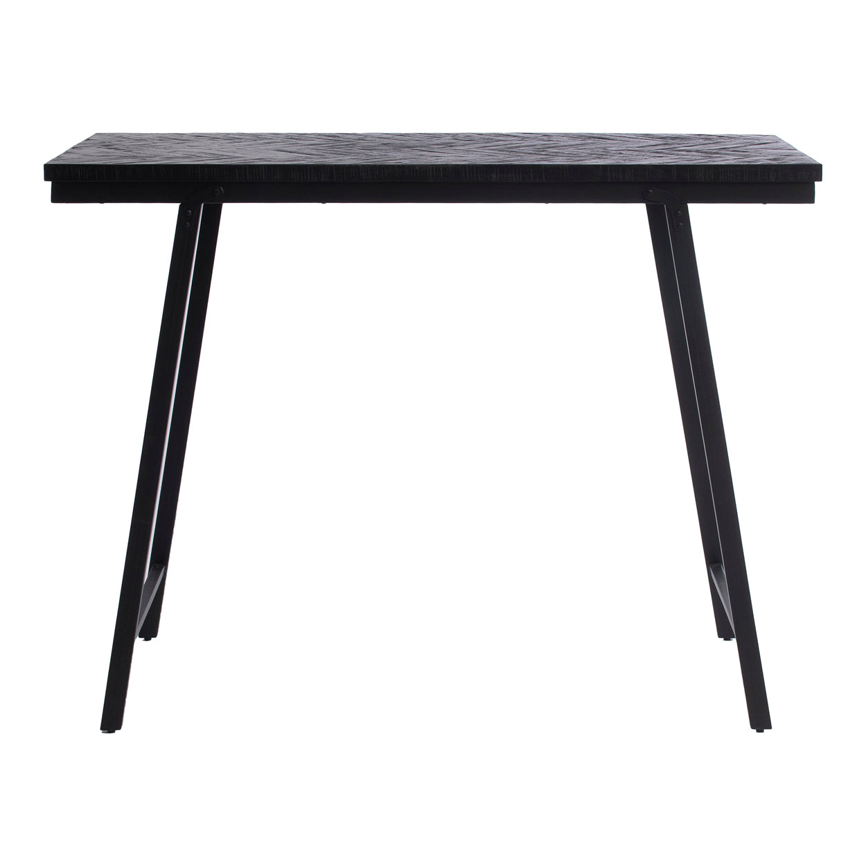 THE HERRINGBONE High Table - Black - 140 cm front view