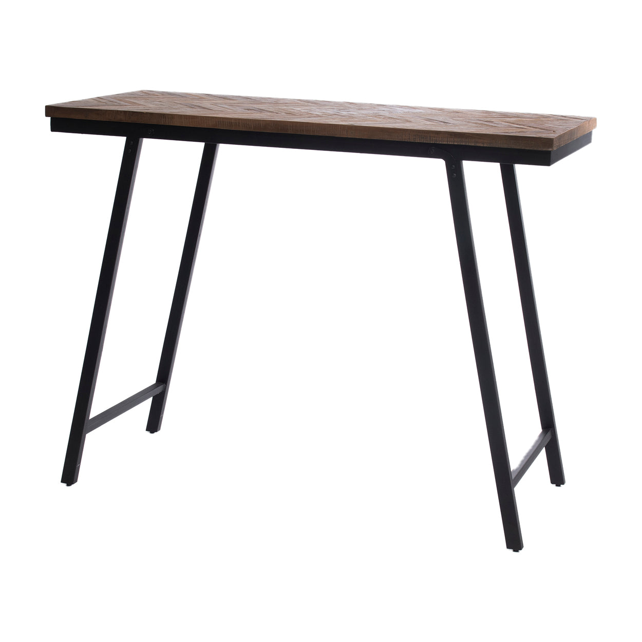 THE HERRINGBONE High Table - Natural - 140 cm half-side view