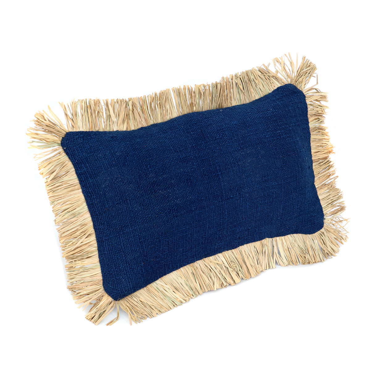 THE SAINT TROPEZ Cushion Cover Natural-Blue 30x50 half-front view