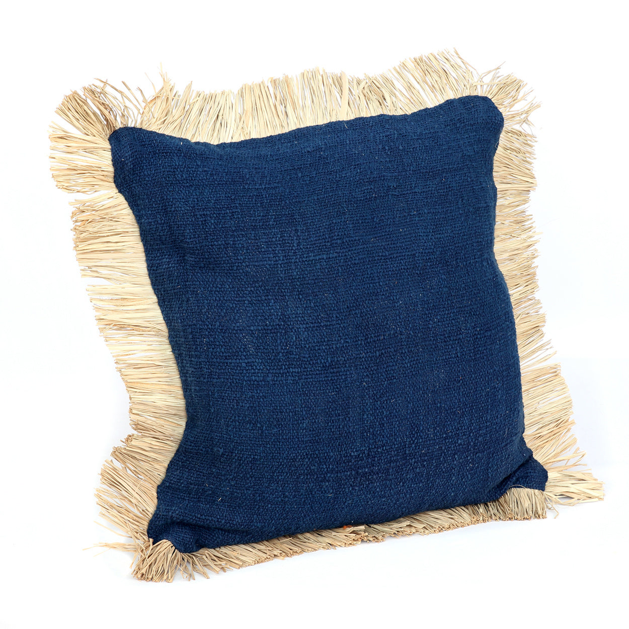 THE SAINT TROPEZ Cushion Cover Natural-Blue 50x50 half-side view
