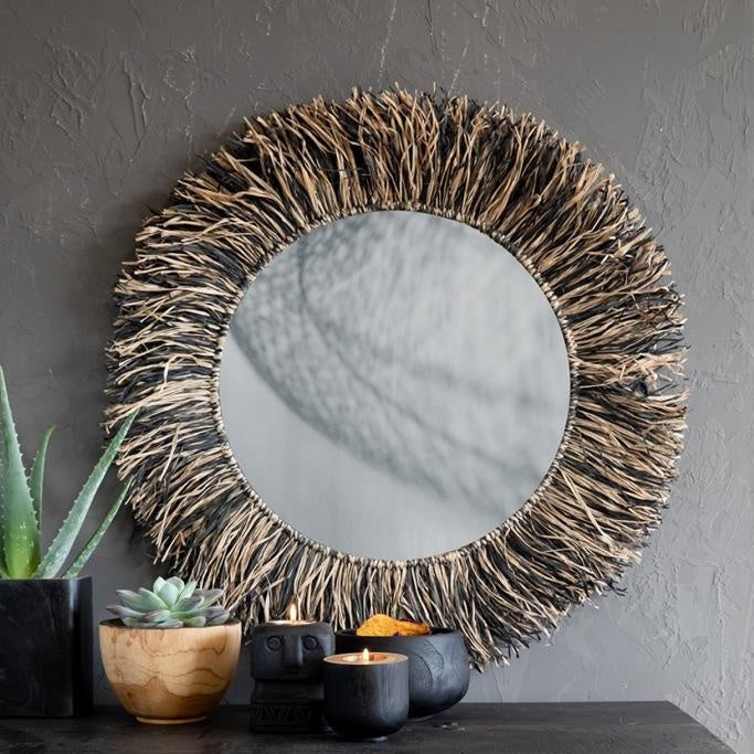 THE RAFFIA FRINGE Mirror large size, front interior view