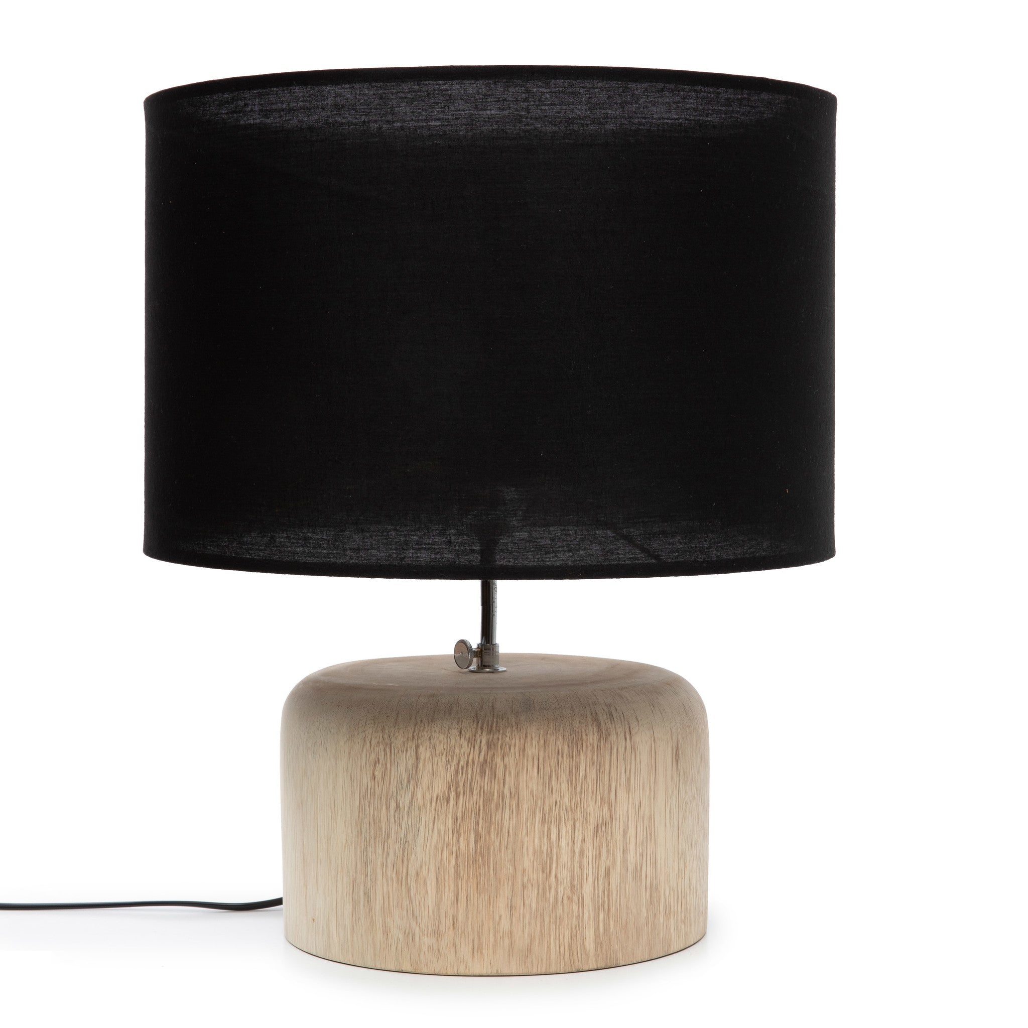 THE TEAK WOOD Table Lamp Black front view