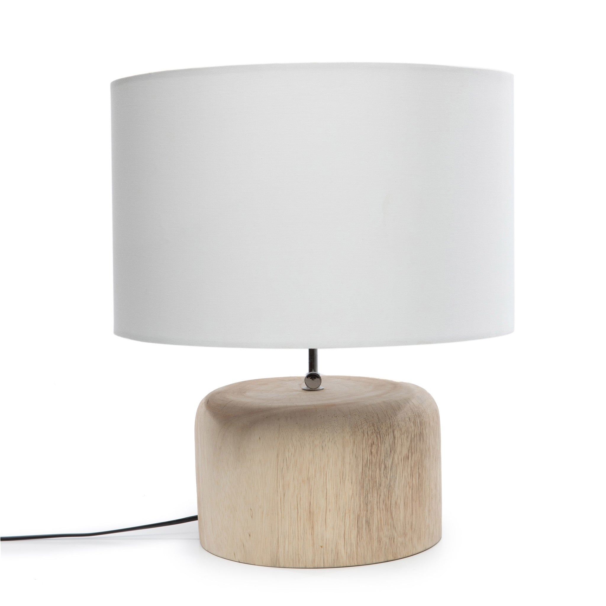 THE TEAK WOOD Table Lamp White front view