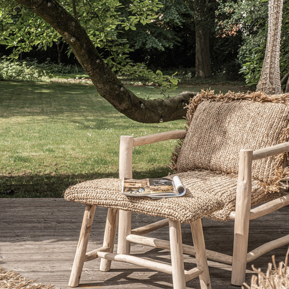 THE RAFFIA One Seater Armchair half-front outdoor view