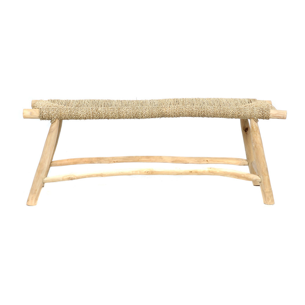 THE PORTO Bench natural, seagrass seat, front view