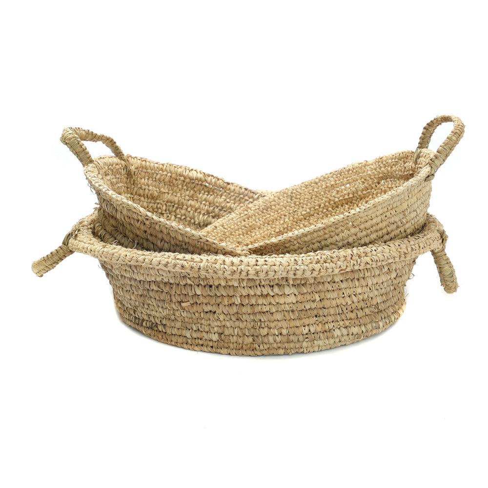 THE RAFFIA Basket Trays Set of 3 front view