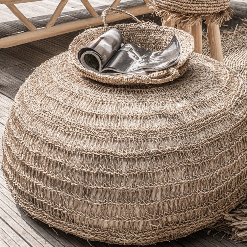 THE RAFFIA Basket Trays Set of 3 side outdoor view