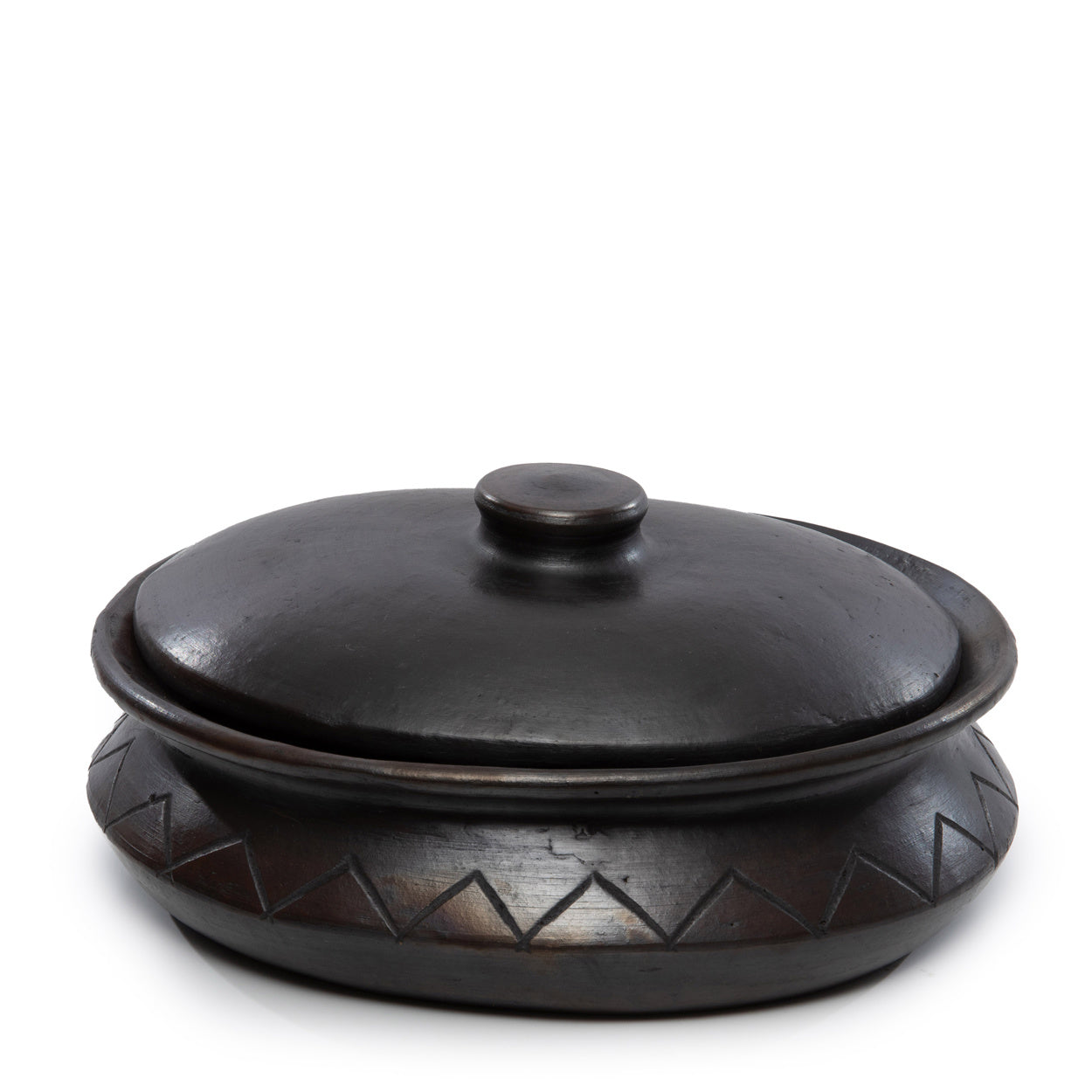 THE BURNED Oval Pot With Pattern front view