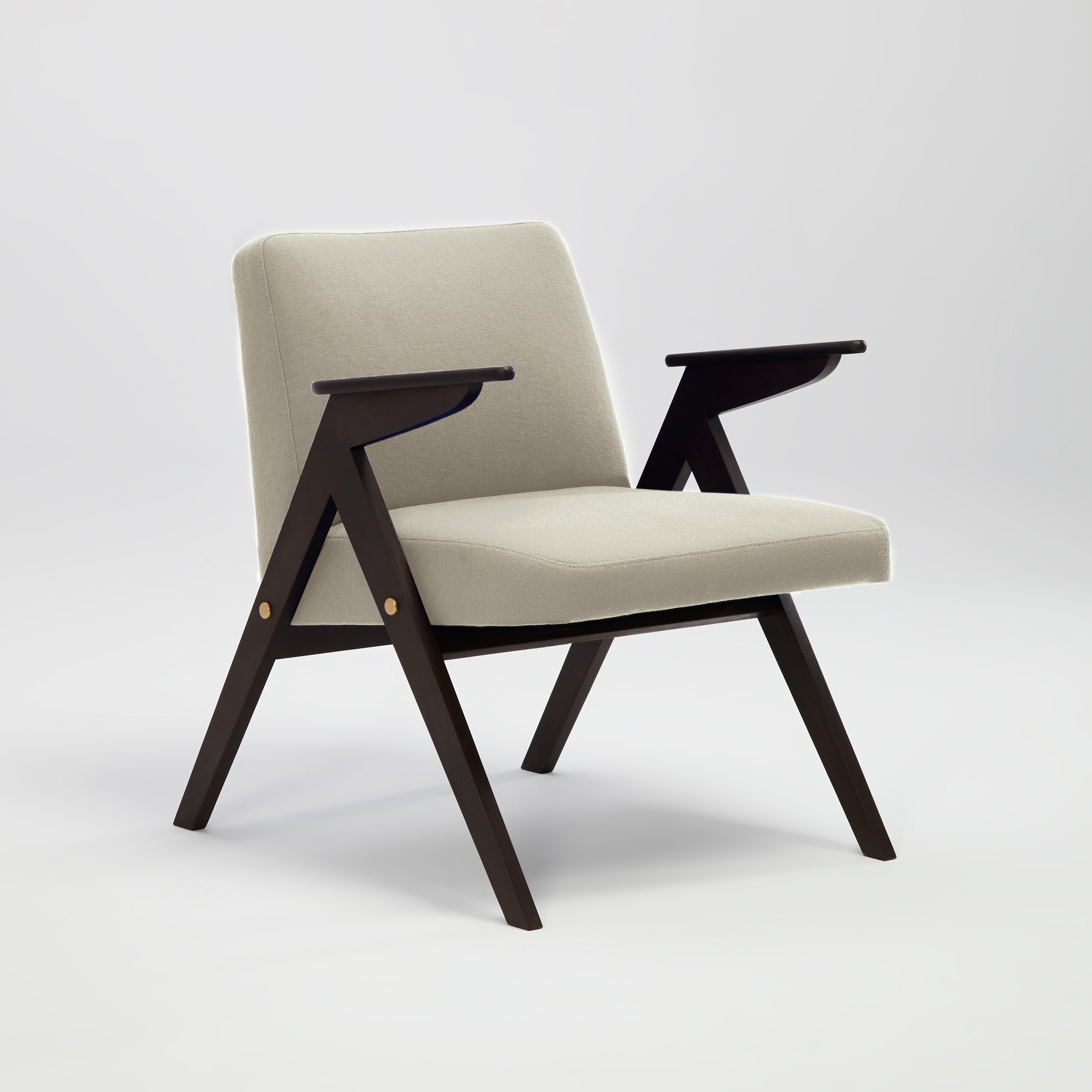 JUNCO Chair black beech wood upholstery colour white