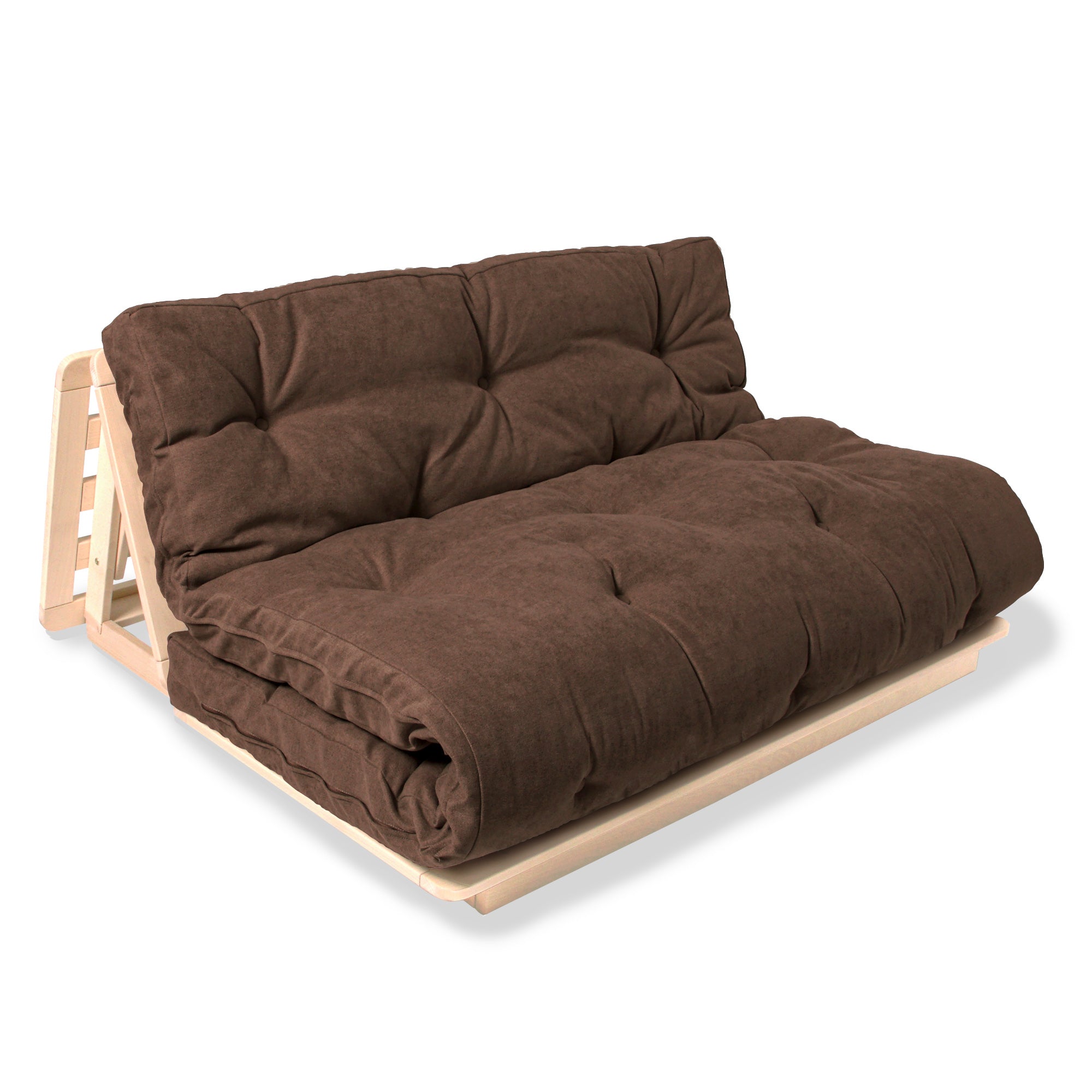 LAYTI-140 Futon Chair, Beech Wood, Natural Colour-brown fabric