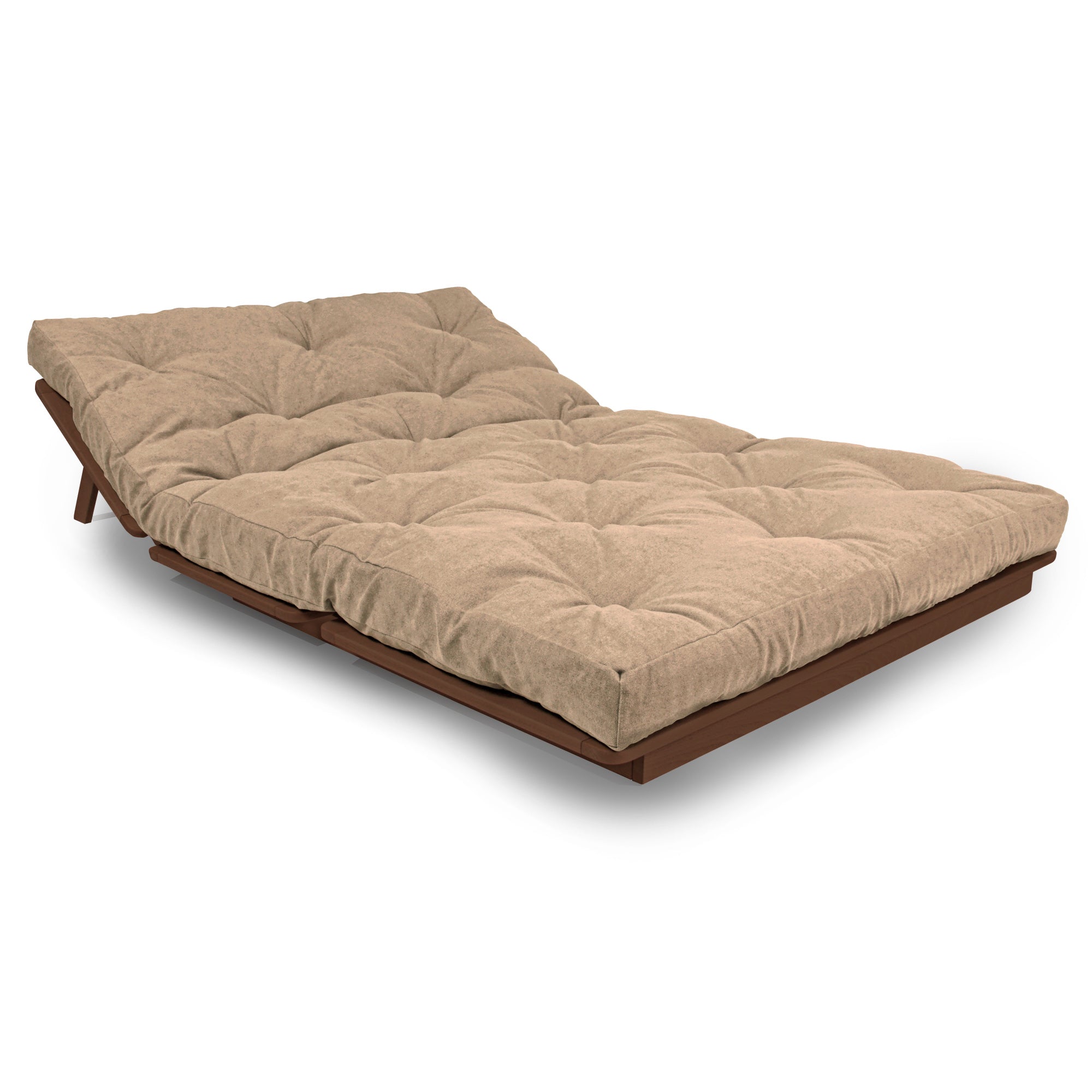LAYTI-140 Double Futon Bed, Solid Beech Wood, Brown