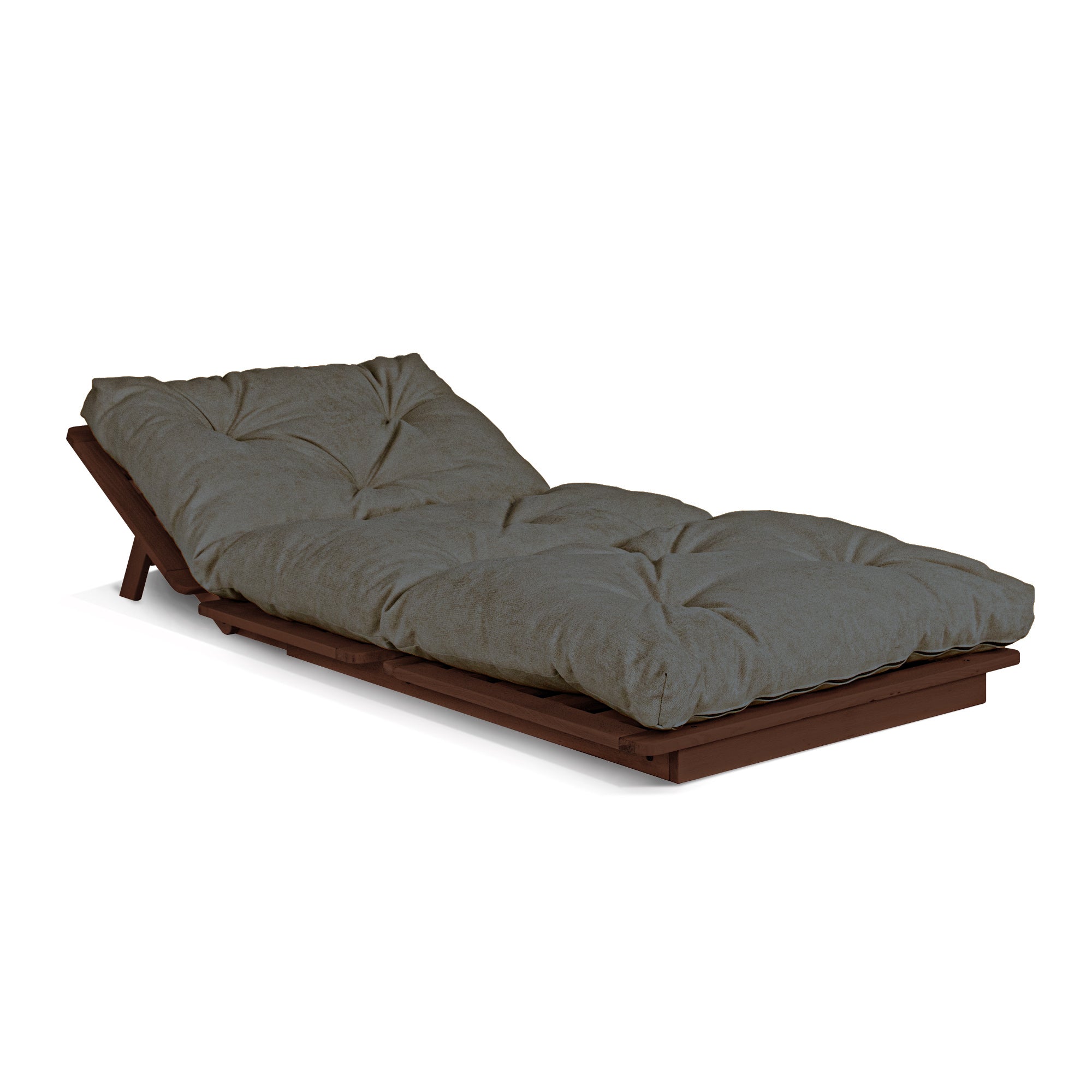 LAYTI-90 Single Futon Sofa Bed, Solid Hardwood, Brown
