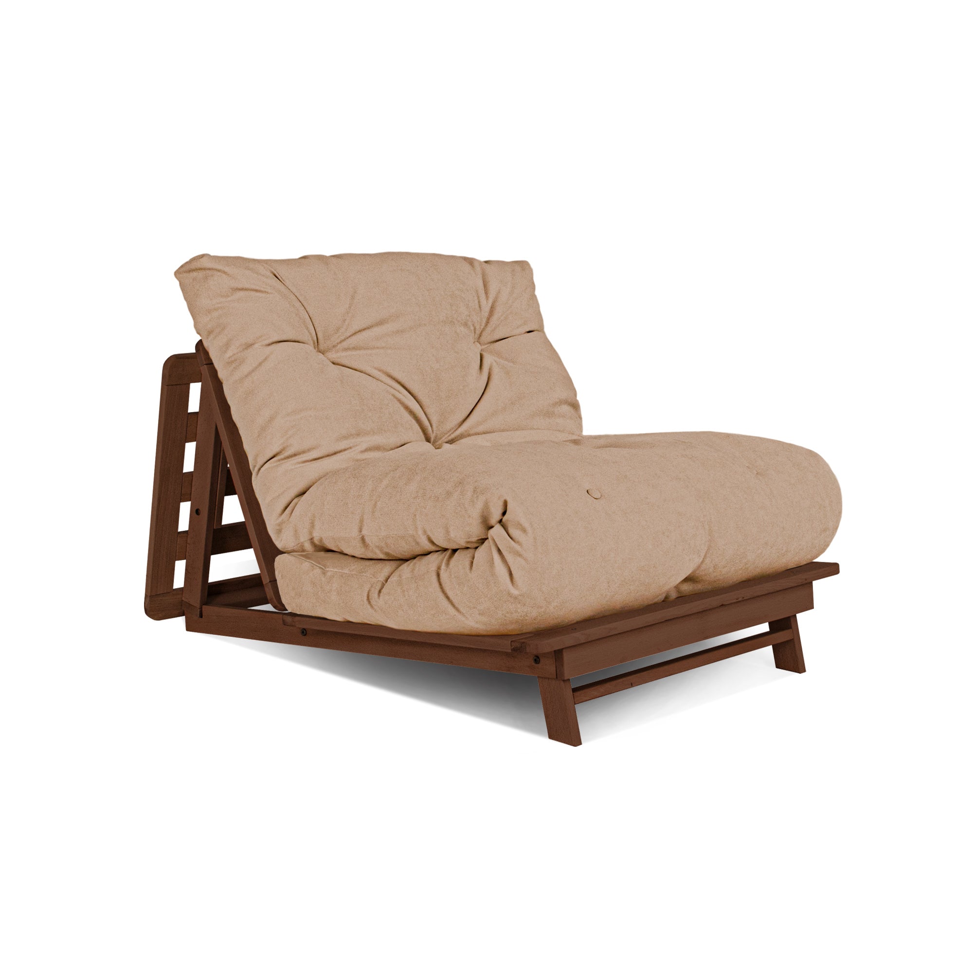 LAYTI-90 Futon Chair-walnut frame-beige fabric