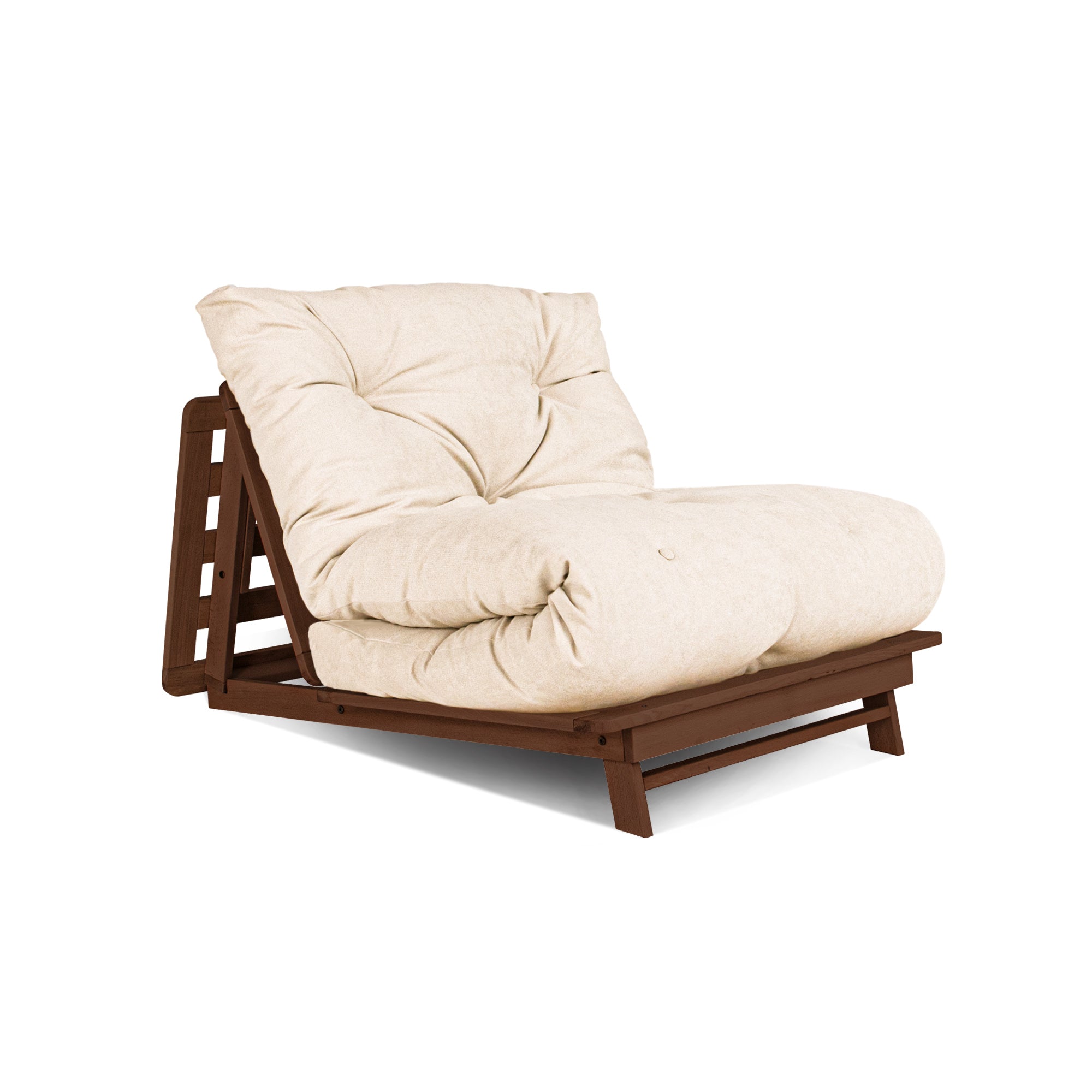 LAYTI-90 Futon Chair-walnut frame-creamy fabric