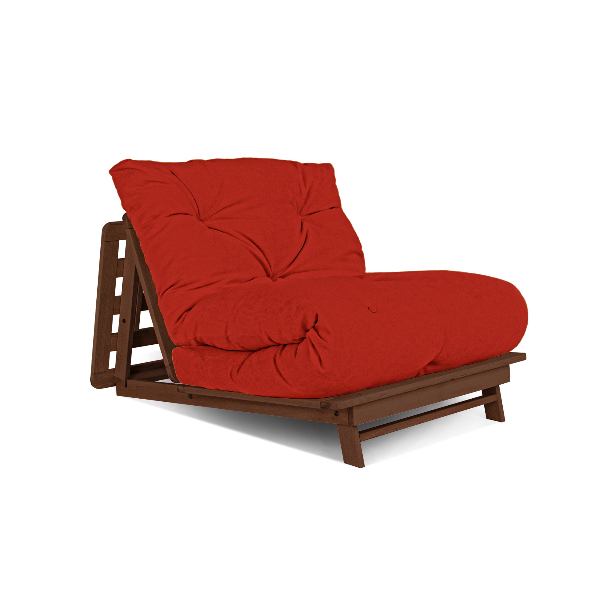 LAYTI-90 Futon Chair-walnut frame-red fabric