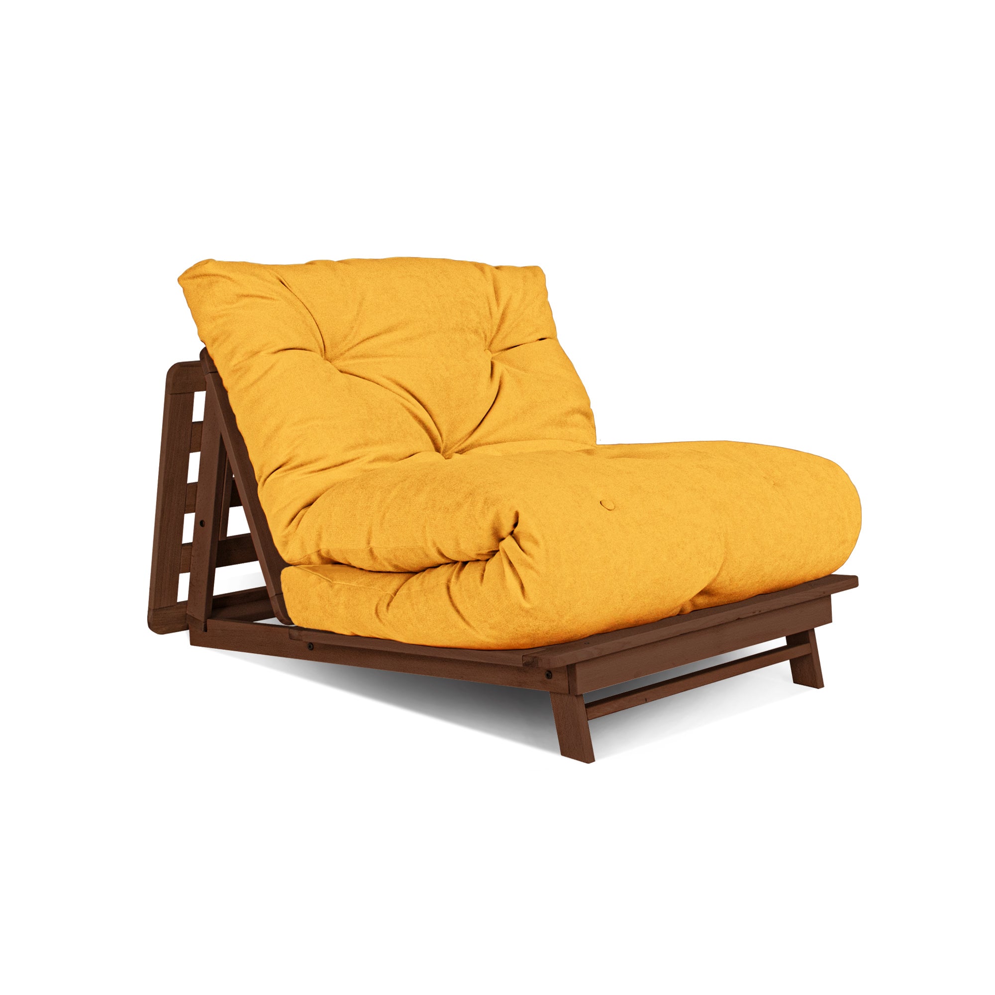 LAYTI-90 Futon Chair-walnut frame-yellow fabric