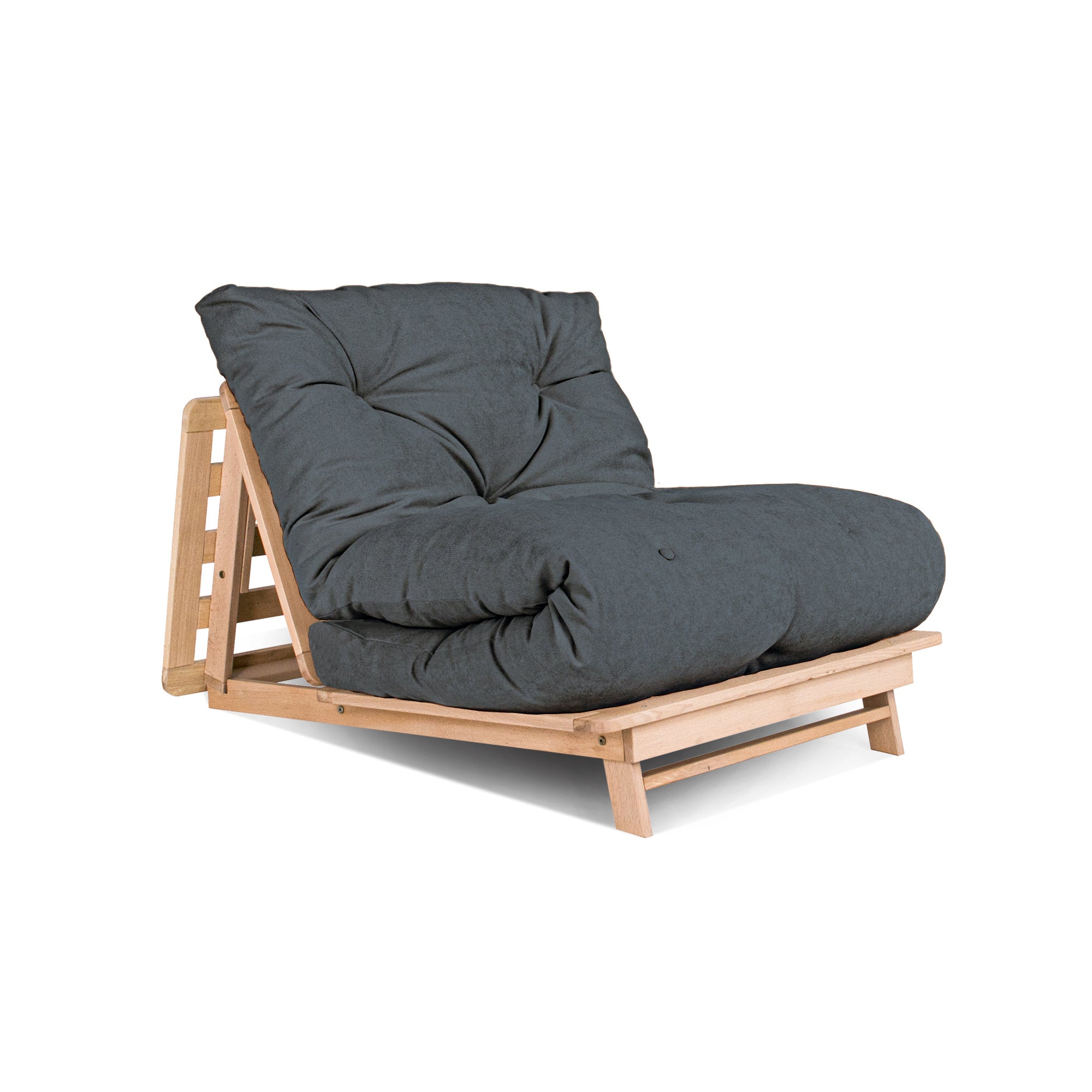LAYTI-90 Futon Chair, Beech Wood Frame, Natural Colour-graphite fabric