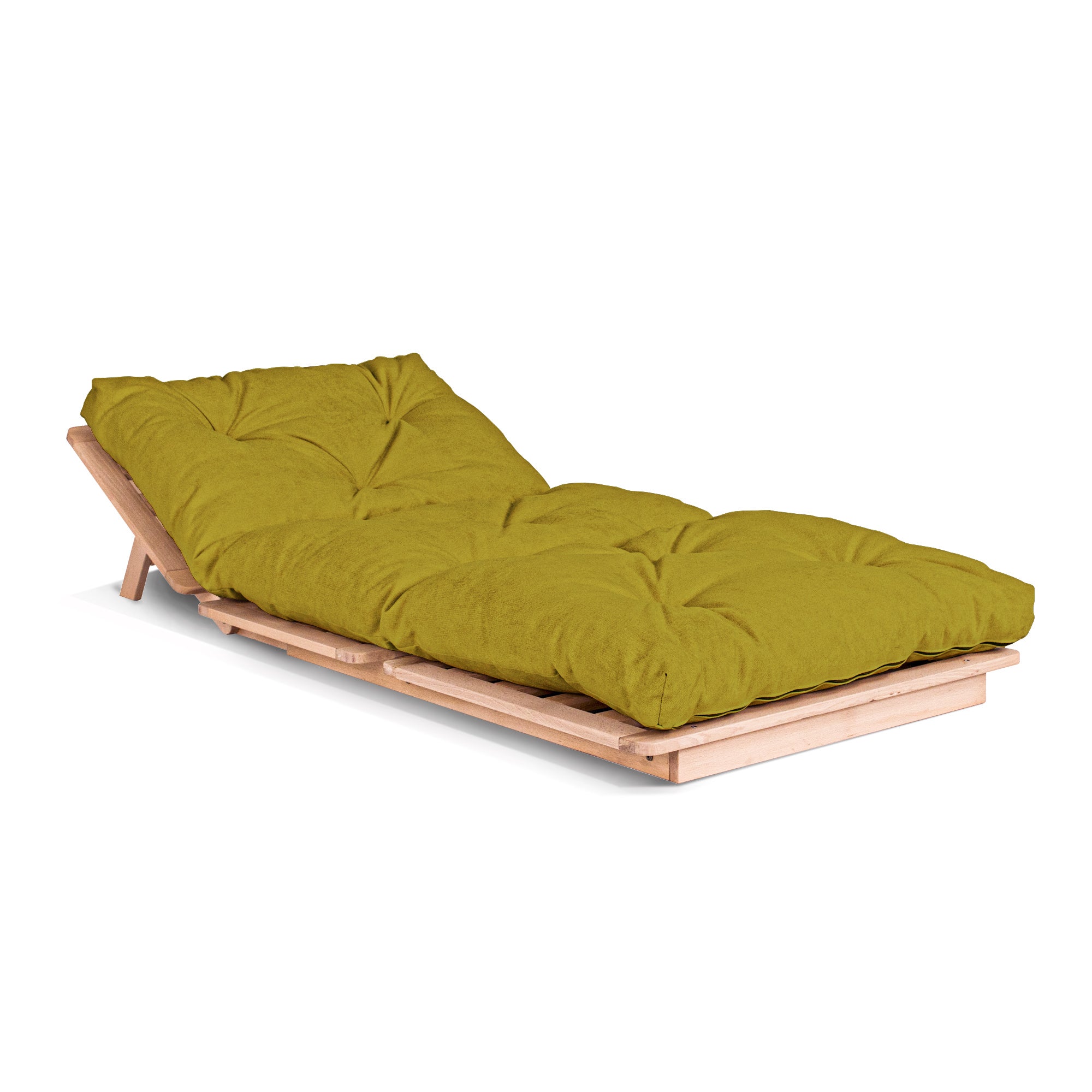 LAYTI-90 Single Futon Bed Chair, Solid Beech Wood, Natural