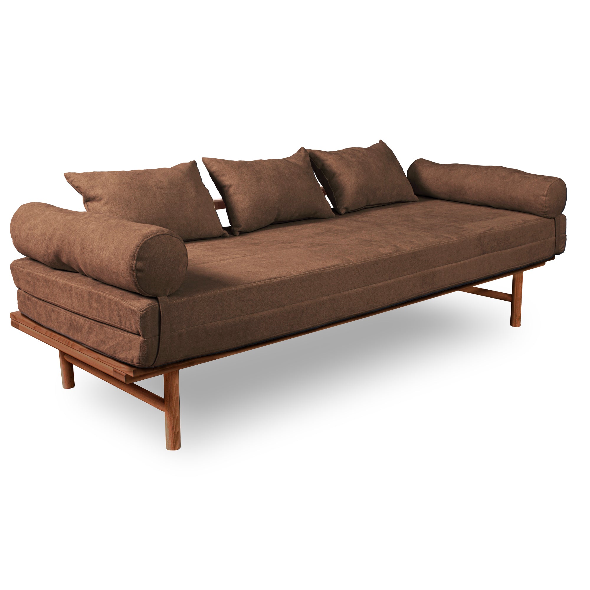Le MAR Folding Daybed, Beech Wood Frame, Caramel Colour-brown upholstery