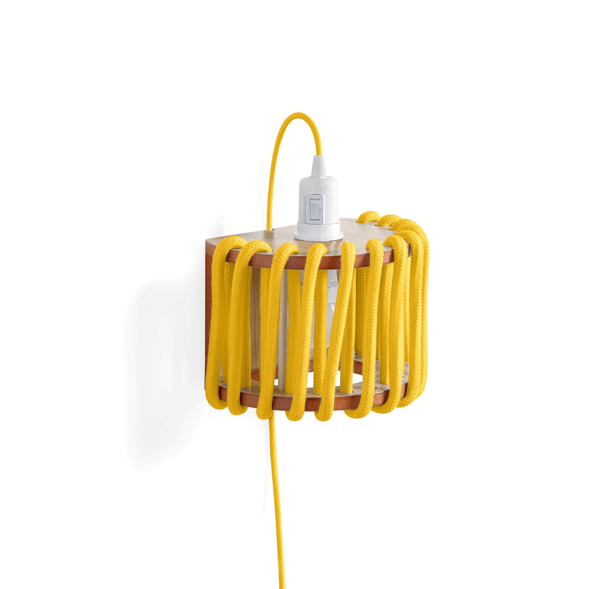 MACARON Wall Lamp Yellow 20 cm half-side view with bulb holder up