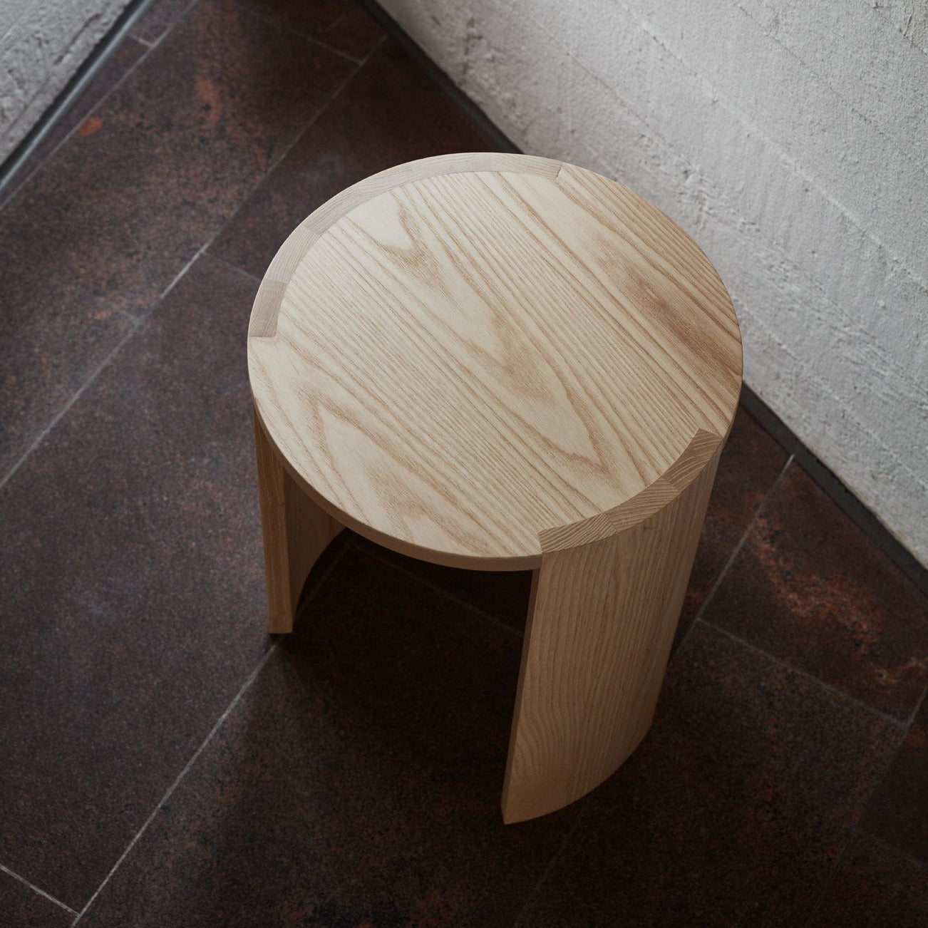 AIRISTO Side Table, Stool Natural Ash Top View