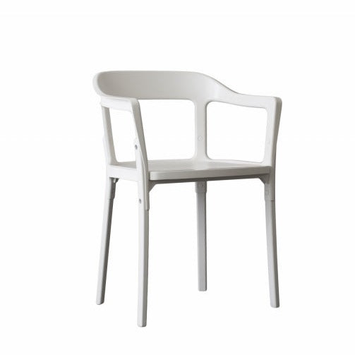 STEELWOOD Chair white frame and white wooden base made of beech, front view