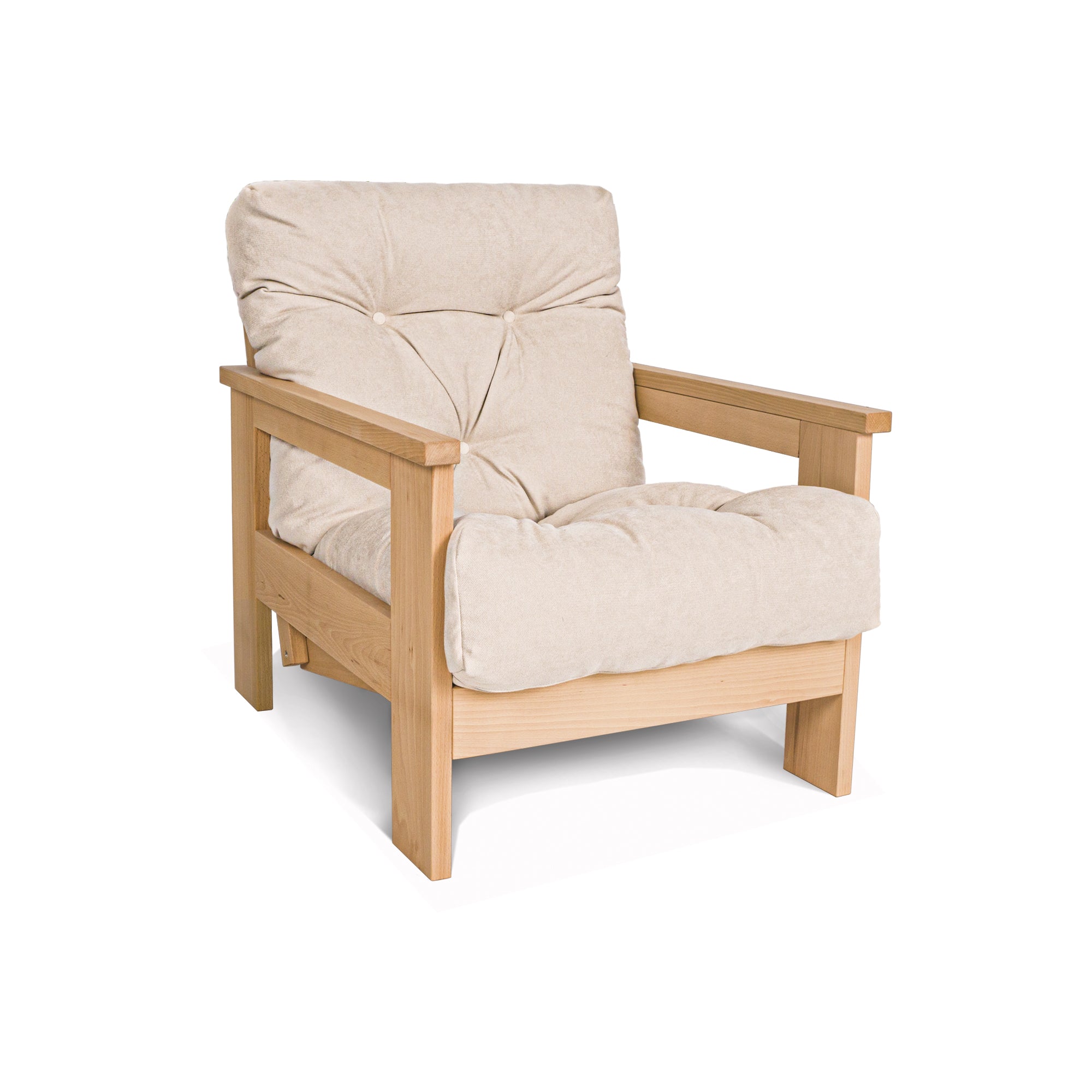 MEXICO Armchair, Beech Wood Frame, Natural Colour-creamy fabric