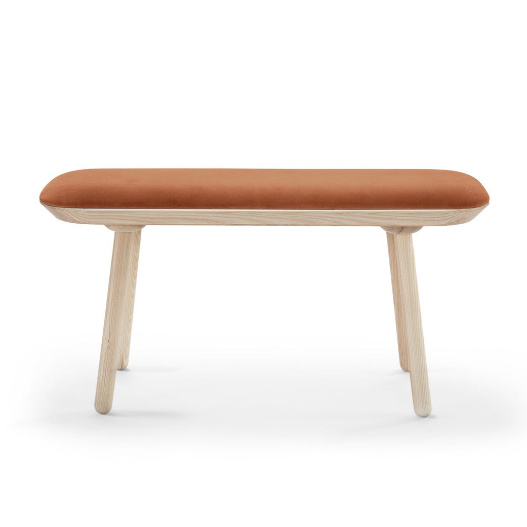 NAЇVE Bench-natural ash-terracotta upholstery-small size