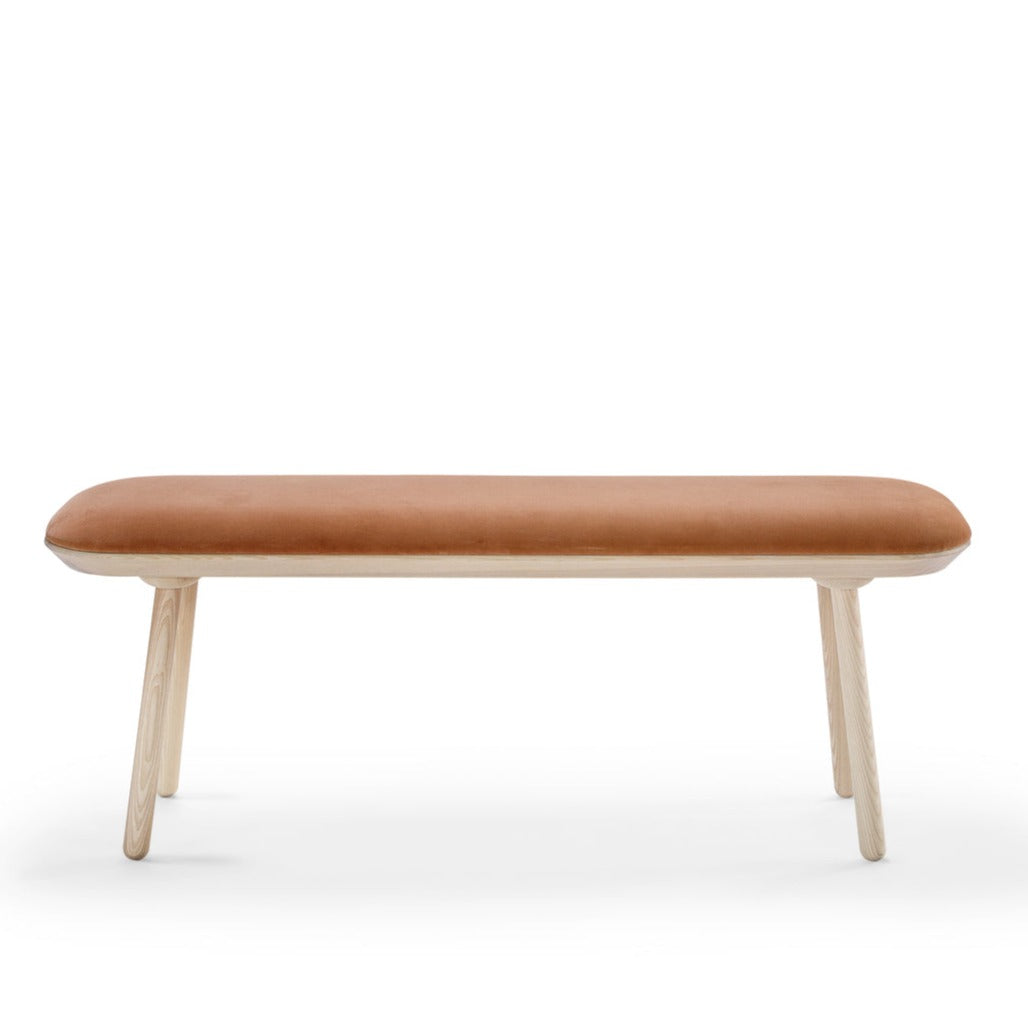 NAЇVE Bench-natural ash-terracotta upholstery-large size