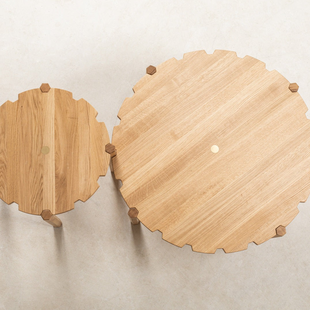 PINION Side Table-natural oak-two sizes-top view