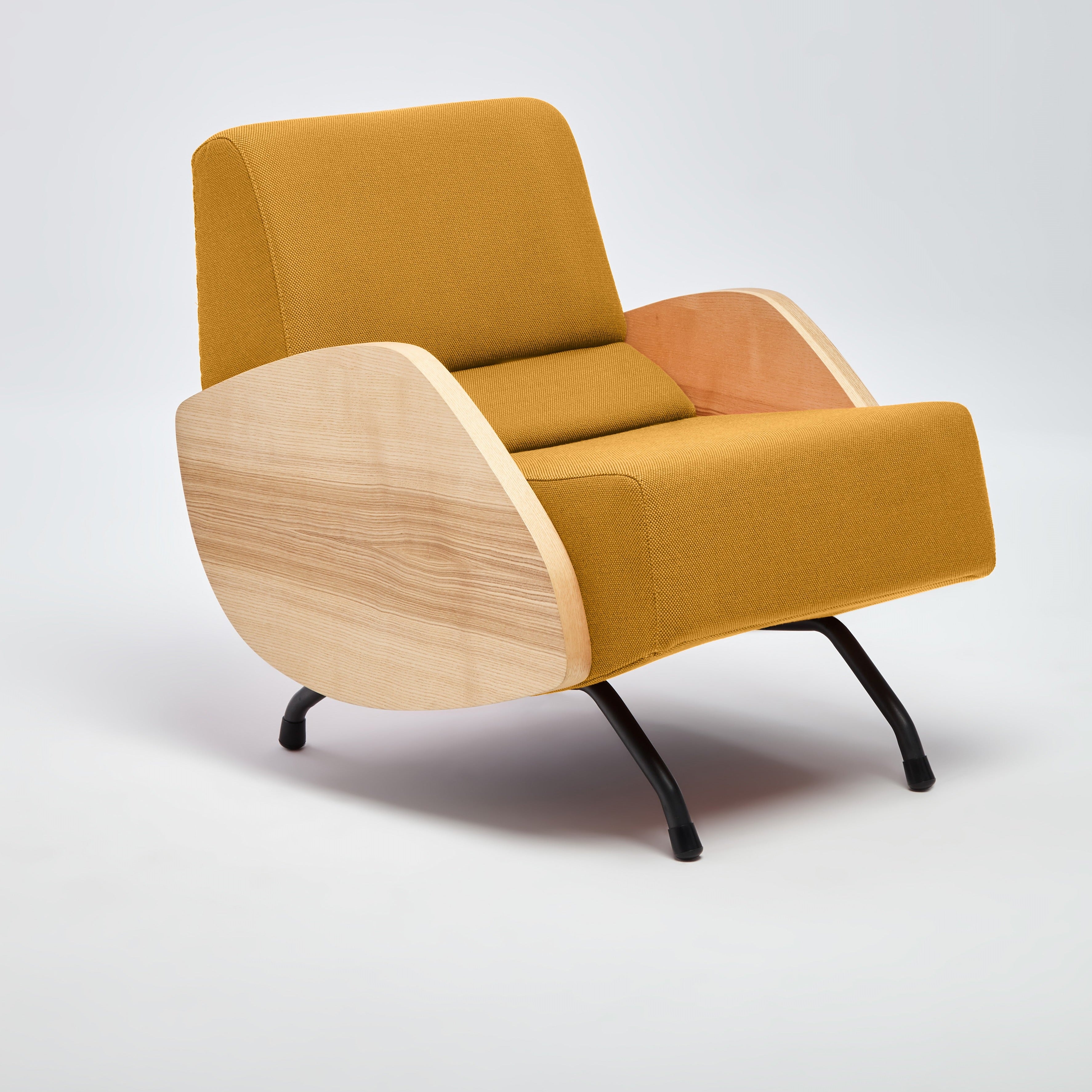 R360 Armchair walnut frame upholstery colour  mustard
