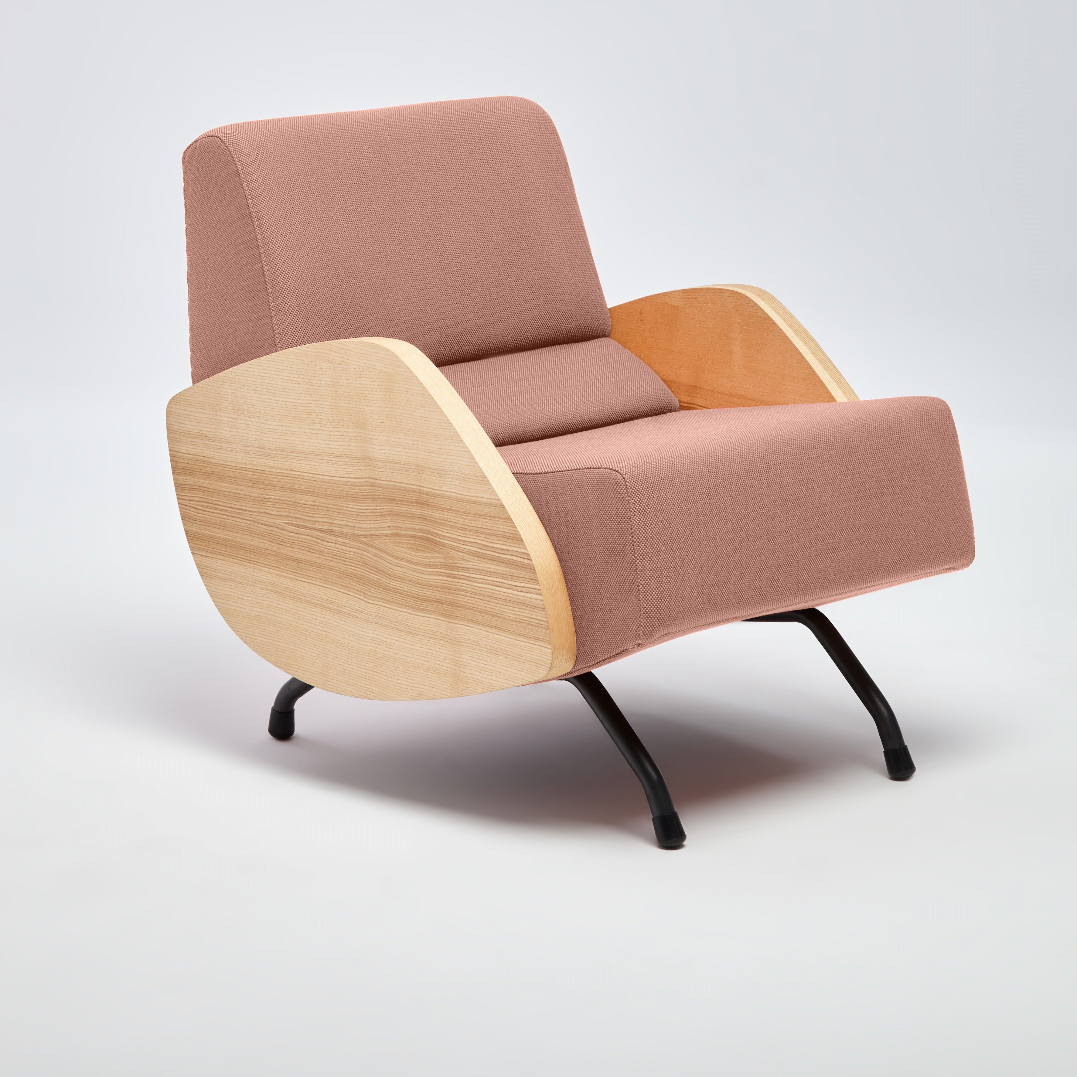 R360 Armchair walnut frame upholstery colour  pink