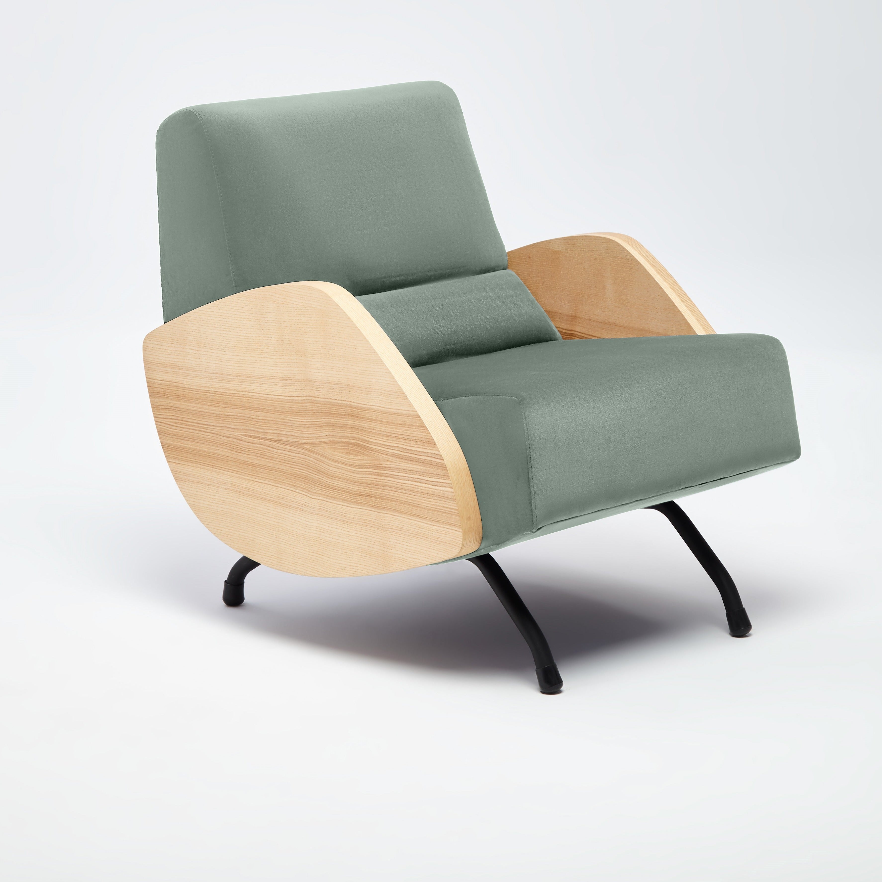 R360 Armchair walnut frame upholstery colour  green