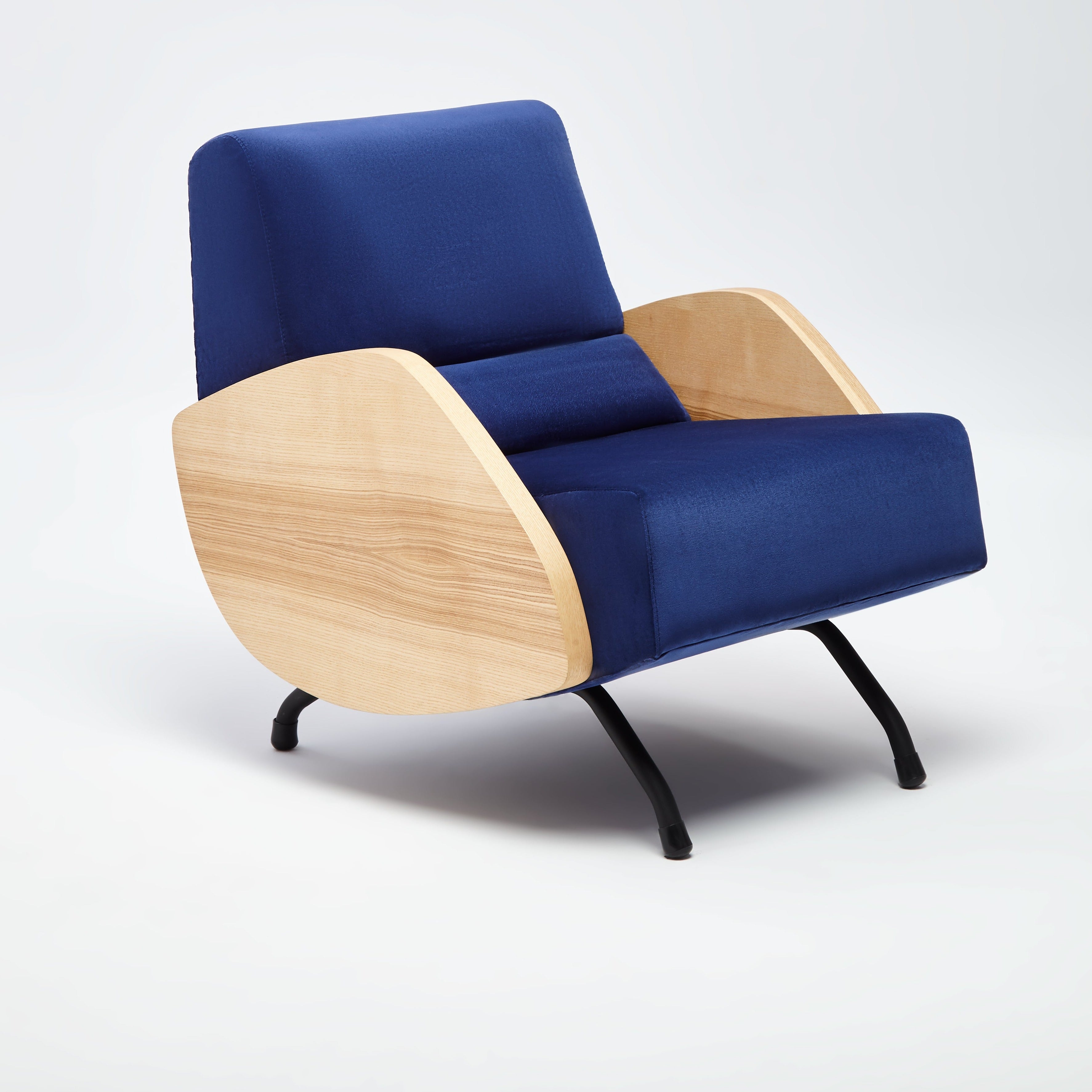 R360 Armchair walnut frame upholstery colour  blue
