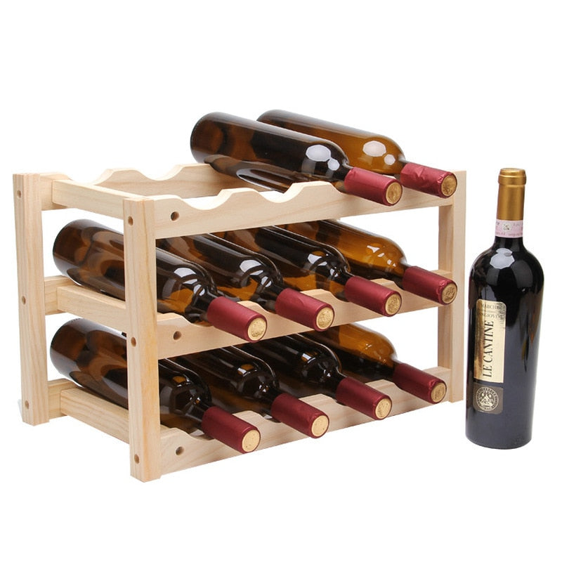 WOOD Household Wine Rack-3 layers-front view